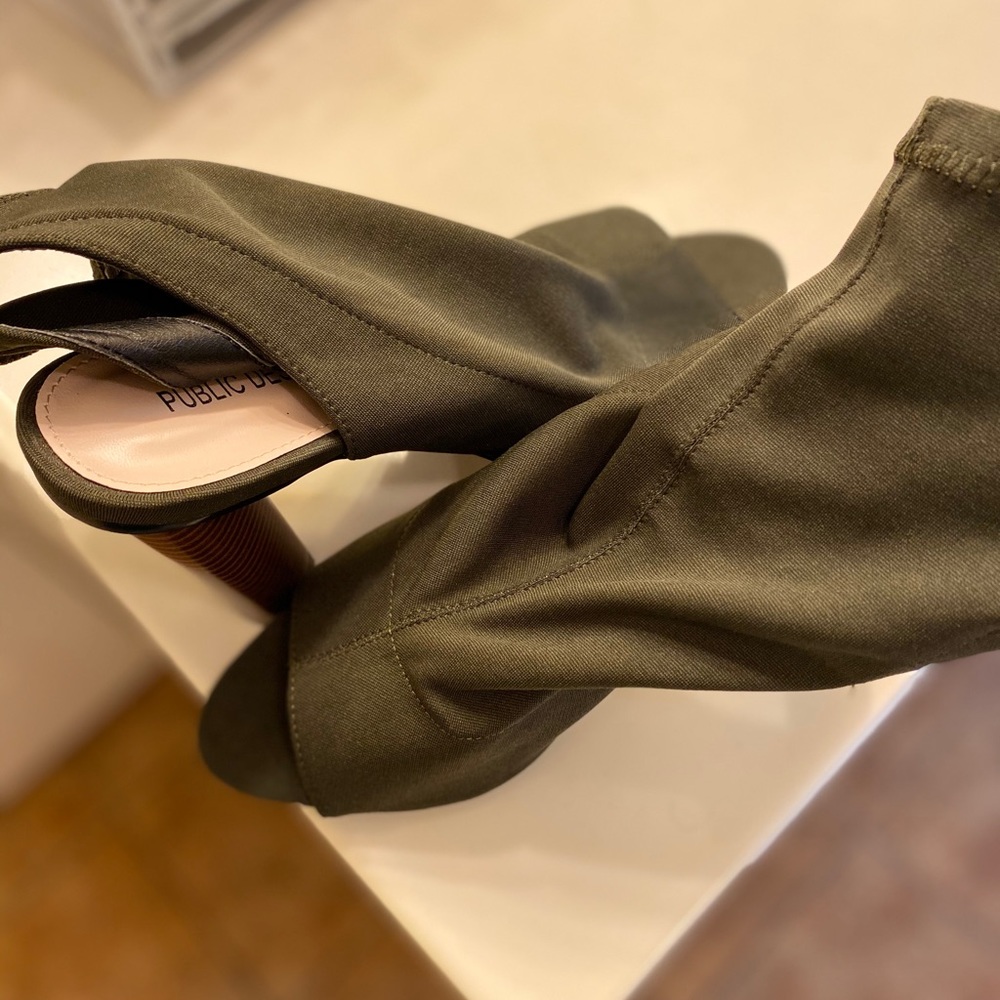 Green open toe booties